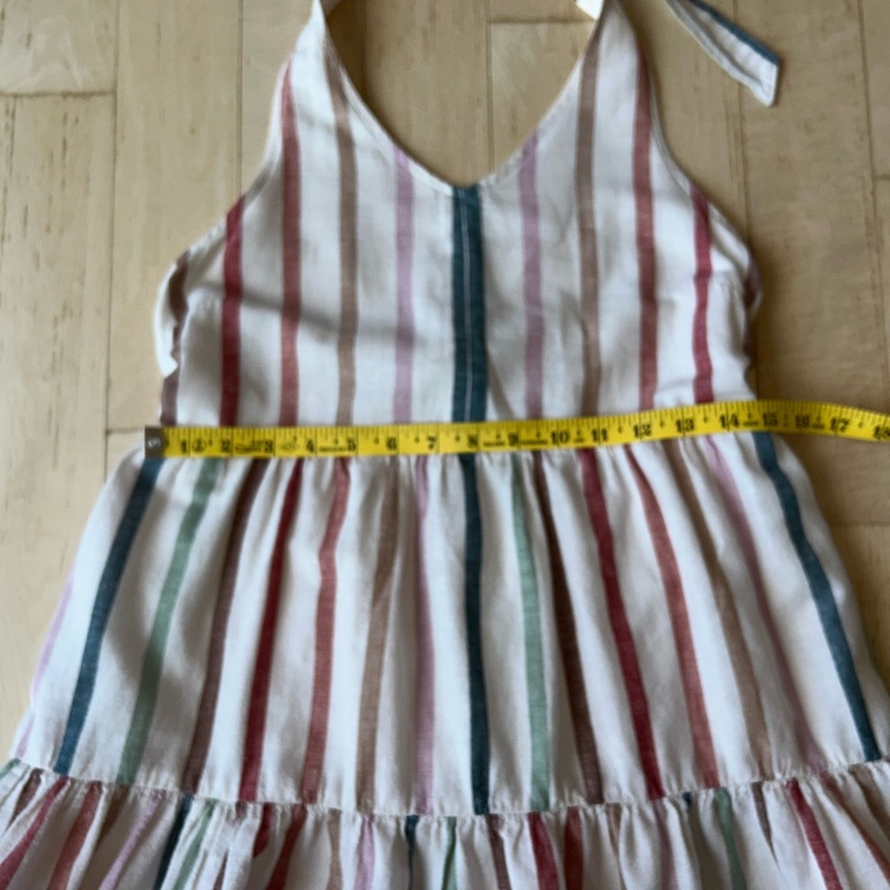 American Eagle Outfitters Cotton Linen Rainbow Striped Halter Tie Dress Large - Picture 10 of 16